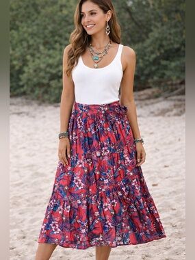 Sofia Vergara Floral Wrap Maxi Skirt With Ruffle Bottom